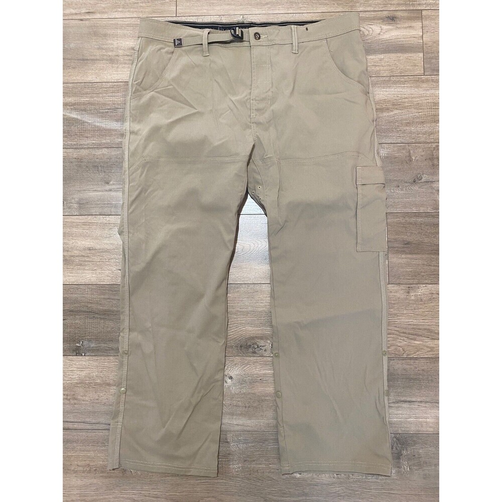 Prana Stretch Zion Mens 40x30 Belted Beige Straight Fit Trail Hiking Pants